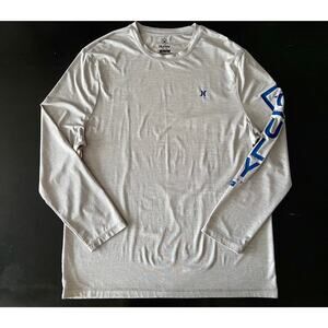 HURLEY Gray Long Sleeve Rash Guard w/Sleeve Graphics Mens sz XL